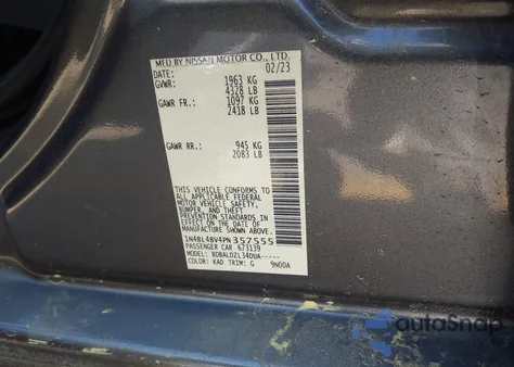 2023 Nissan Altima S Fwd из США, поврежденный, VIN 1N4BL4BV4PN357555